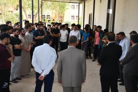 The  Dean of  College visted the students  at dormitories  to know their needs and requirements during the exams period.