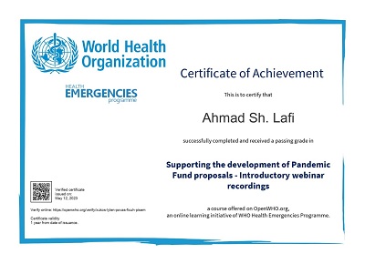 Participation in a training course by the World Health Organization