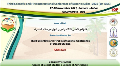 Research publication link Third Scientific and First International Conference of Desert Studies ICDS 2021