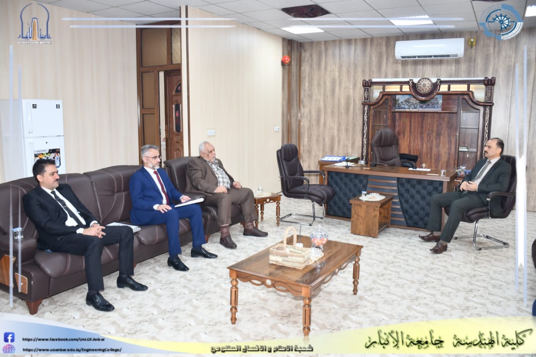  The Dean of the College of Engineering meets a ministerial team from the Iraqi Council for Accreditation of Engineering Education in the Ministry of Higher Education and Scientific Research.